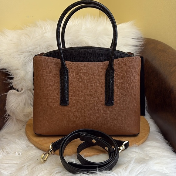 Kate Spade Margaux Medium Caviar Leather Leopard Calf Hair Crossbody Satchel Bag - Picture 16 of 17